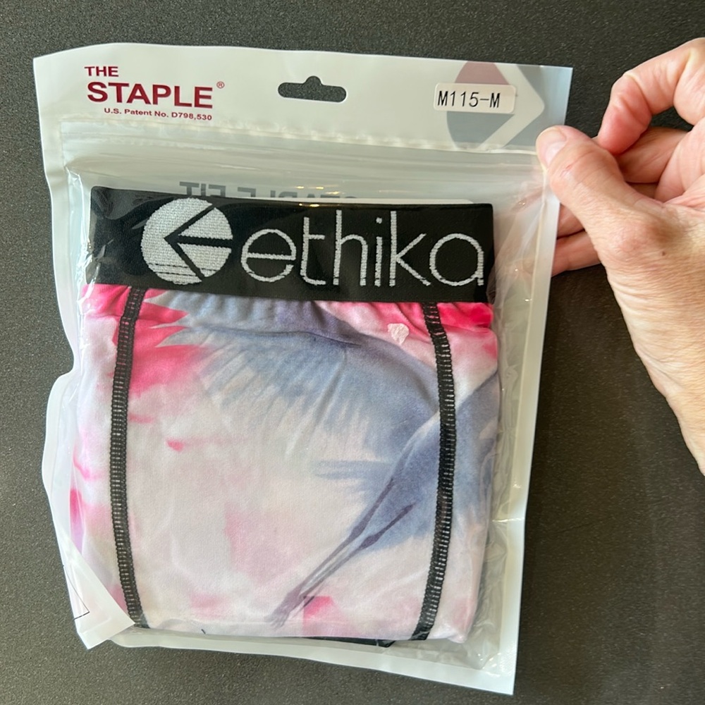 NEW in packaging- Ethika Underwear Mens Medium Blue Pink pattern Staple Fit